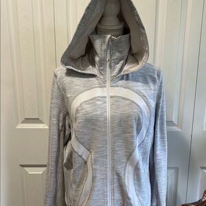 lululemon athletica Gray and White Hooded Jacket